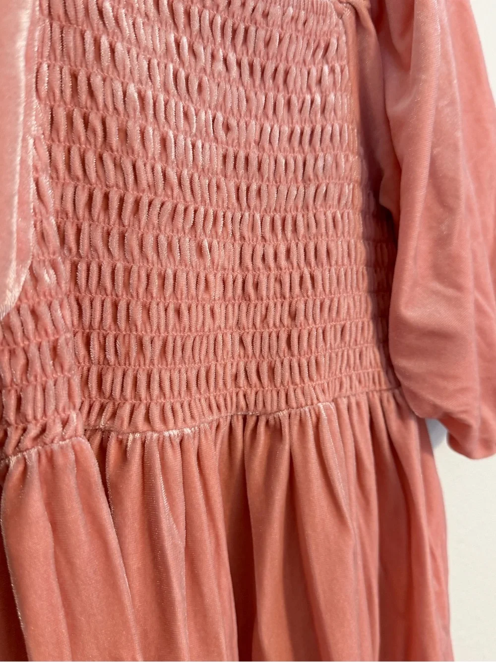 Old Navy Pink Velvet Smocked Puff-Sleeve Kids Dress